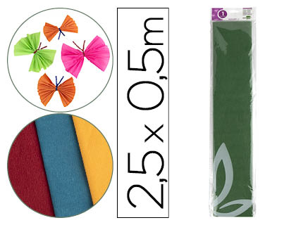 PAPEL CREPE EM CELOFANE LIDERPAPEL 50 CM X 2,5 M VERDE AZEITONA CLASSICO