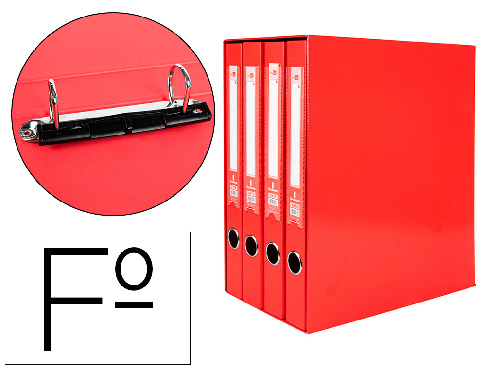 MODULO DE 4 PASTAS DE ARQUIVO LIDERPAPEL 2 ANEIS FOLIO LOMBADA 35 MM VERMELHO