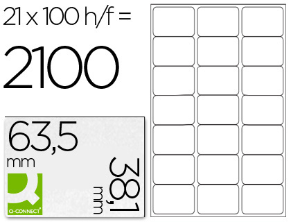 ETIQUETAS ADESIVAS Q-CONNECT DIN A4 63,5 X 38,1 MM