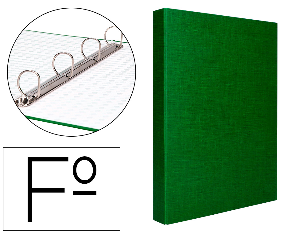 CAPA LIDERPAPEL PAPER COAT 4 ANEIS 25 MM FORRO PVC FOLIO VERDE