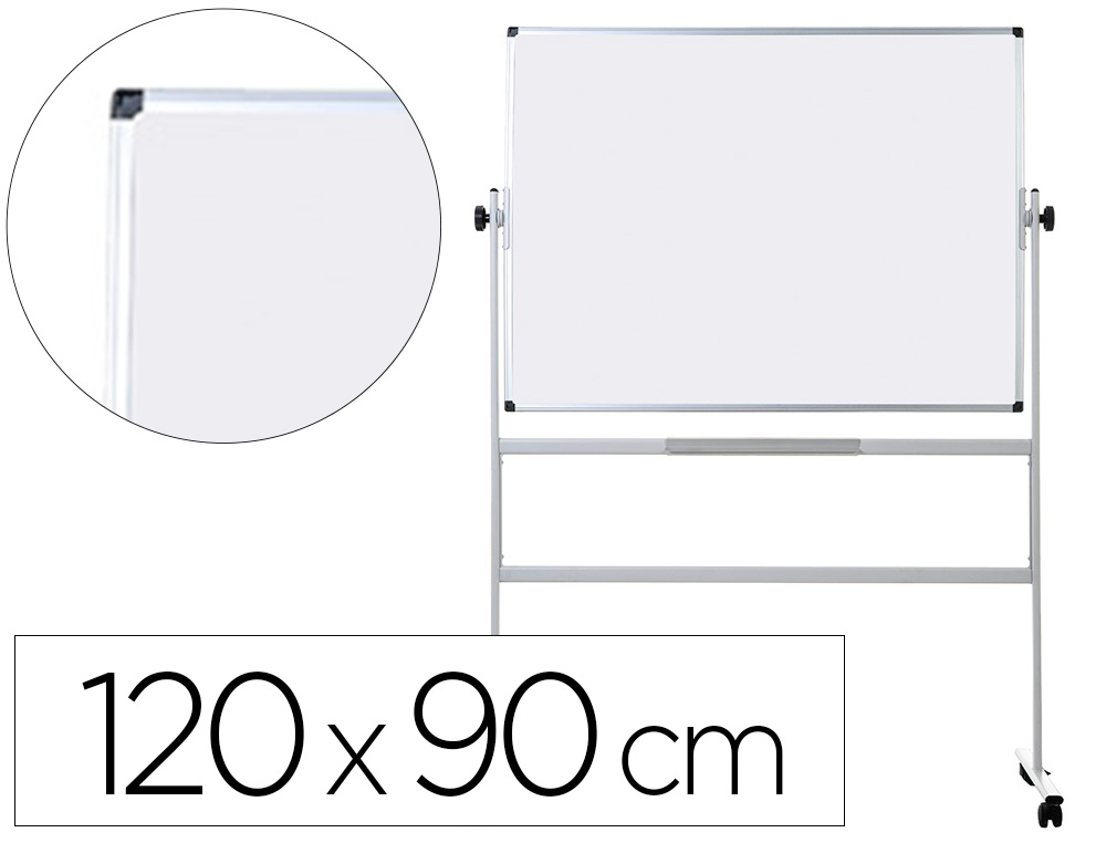 QUADRO BRANCO Q-CONNECT MELAMINA DUPLA FACE-GIRATORIO COM RODAS 120X90CM