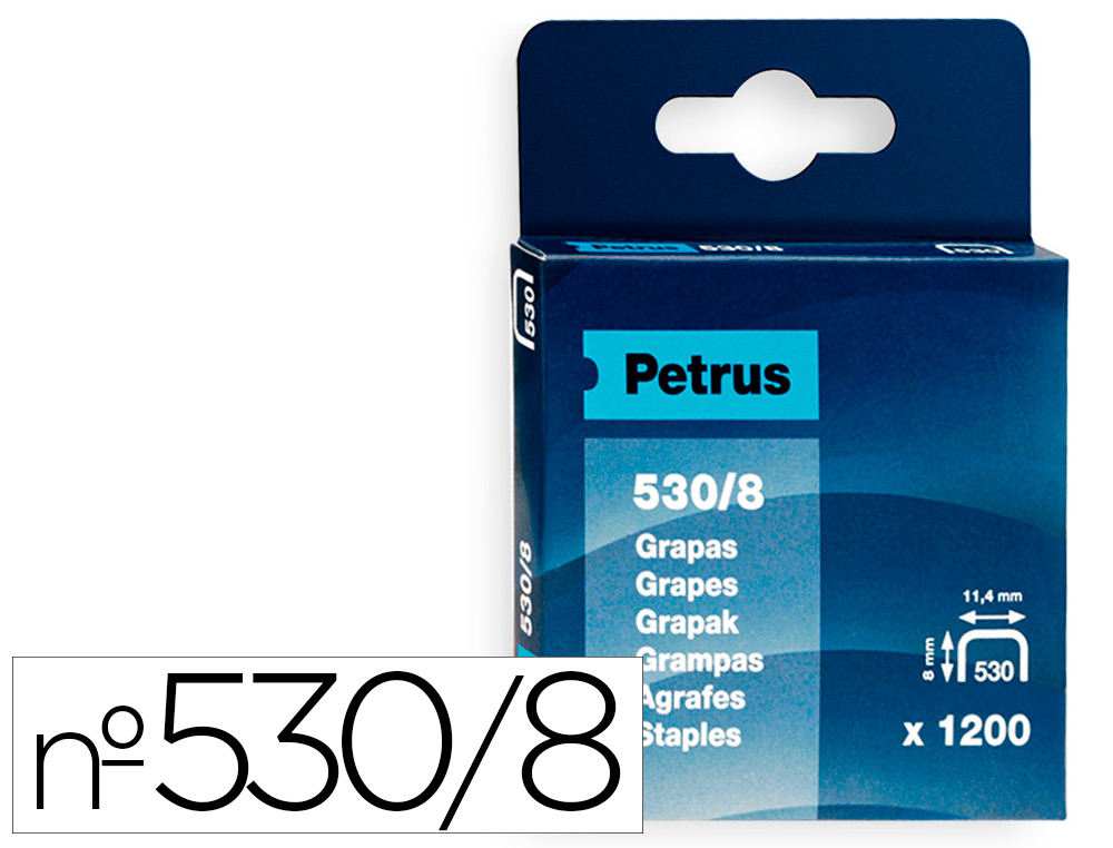 AGRAFES PETRUS PARA CRAVADORA 530/8 CAIXA 1200 UNIDADES