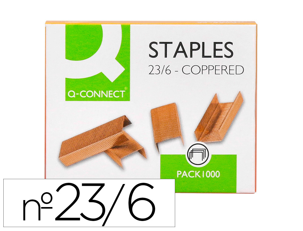 AGRAFES Q-CONNECT COBREADOS 23/6 CAIXA 1000 UNIDADES
