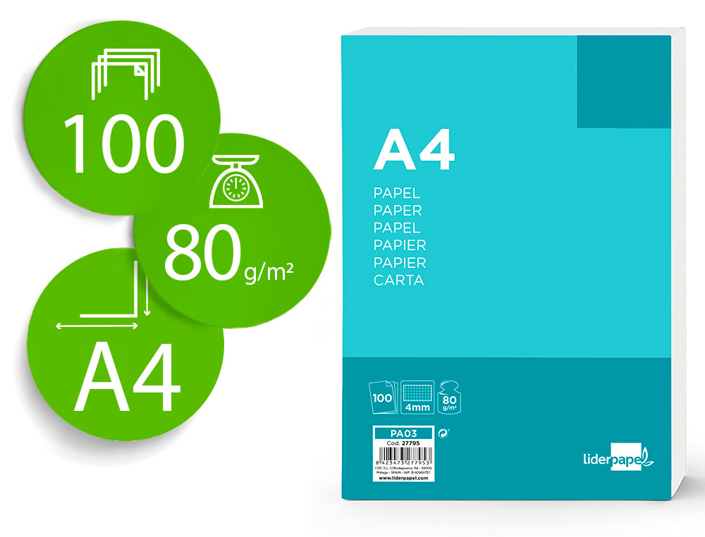 PAPEL LIDERPAPEL DE ESCRITA 80 GR QUADRICULADO SEM FUROS