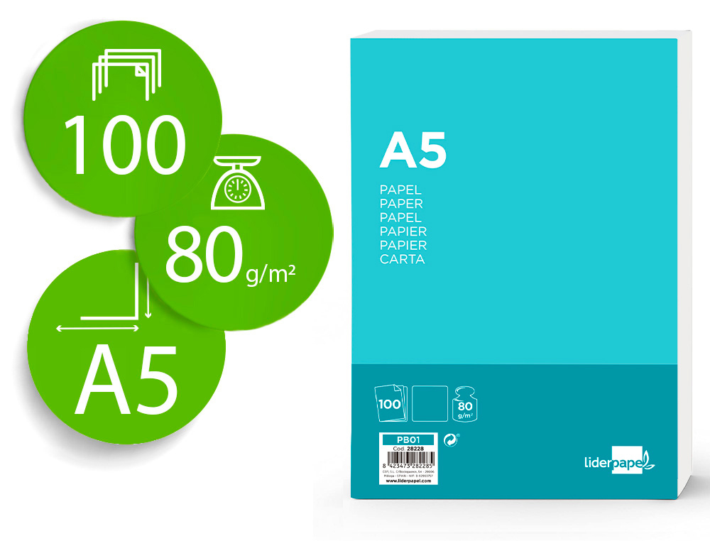 PAPEL DE ESCRITA LIDERPAPEL A5 80 GR LISO 100 FOLHAS