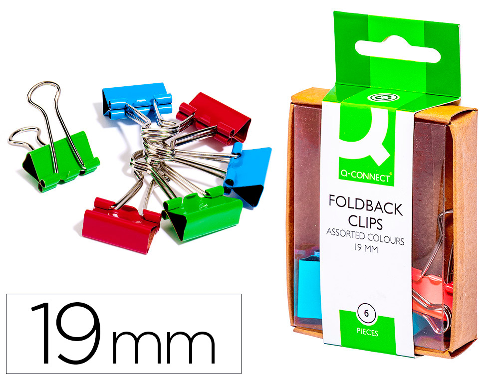 MOLA METALICA Q-CONNECT REVERSIVEL 19 MM CAIXA DE 6 UNIDADES