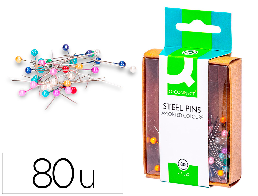 ALFINETES DE SINALIZACAO Q-CONNECT COLORIDAS CAIXA COM80 UNIDADES