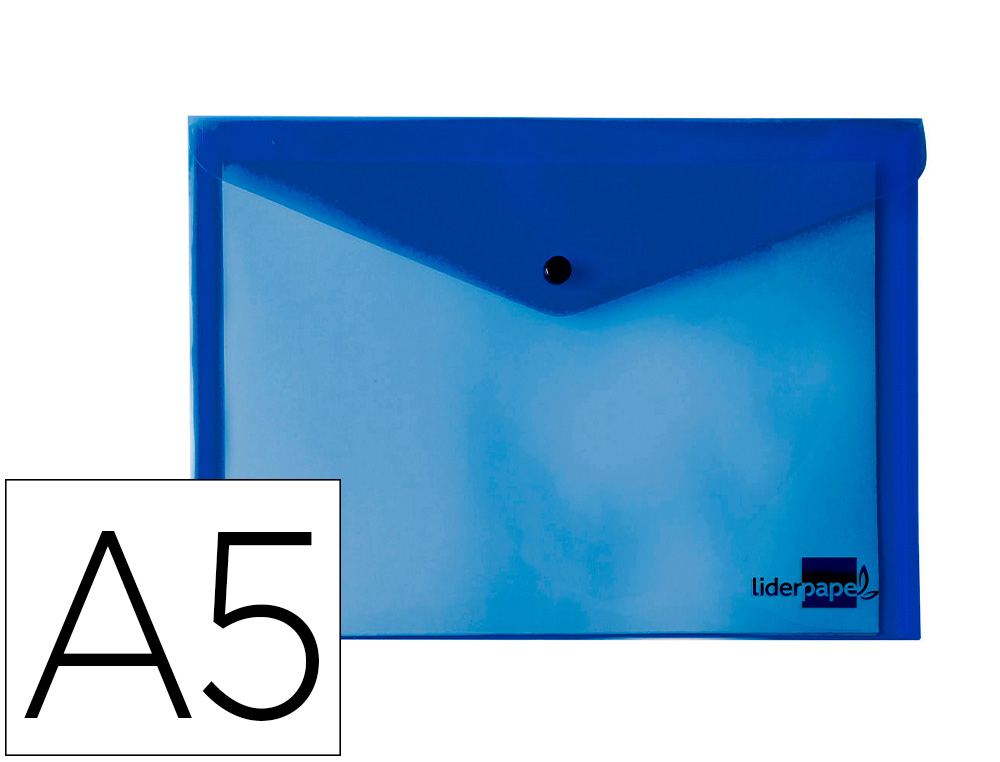 BOLSA PORTA DOCUMENTOS LIDERPAPEL COM MOLA DIN A5 AZUL