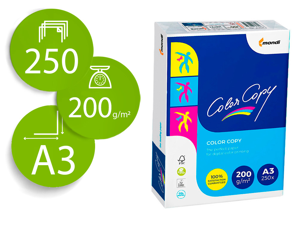 PAPEL COLOR COPY DIN A3 200 GR EMBALAGEM DE 250 FOLHAS
