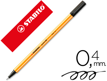MARCADOR STABILO PONTA DE FIBRA POINT 88 PRETO 0,4 MM