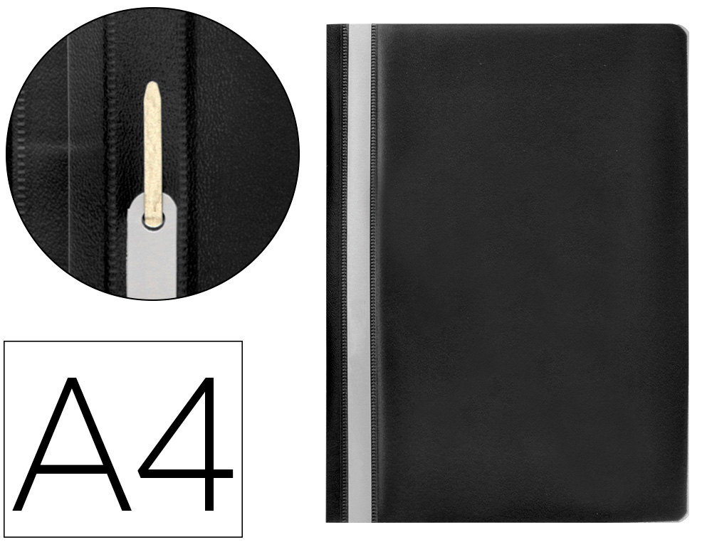 BOLSA DOSSIER Q-CONNECT FASTENER EM PLASTICO DIN A4 PRETO