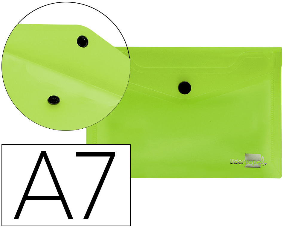 BOLSA PORTA DOCUMENTOS LIDERPAPEL COM MOLA DIN A7 VERDE