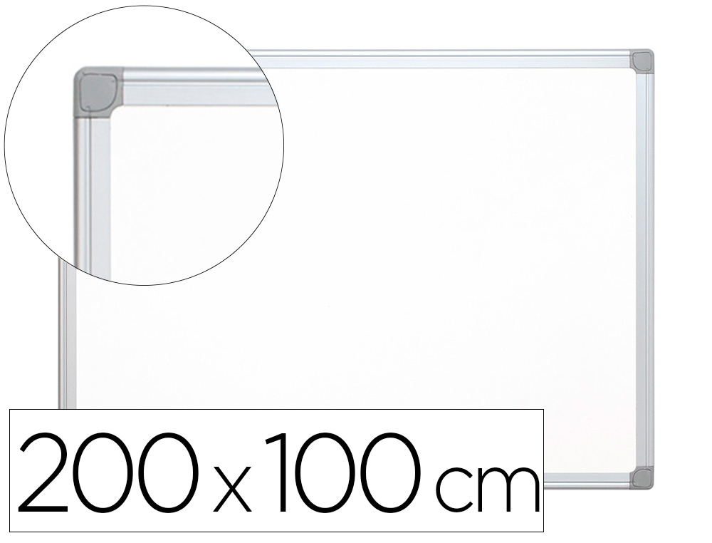 QUADRO BRANCO Q-CONNECT LAMINADO C/CAIXILHO ALUMINIO 200 X 100 CM