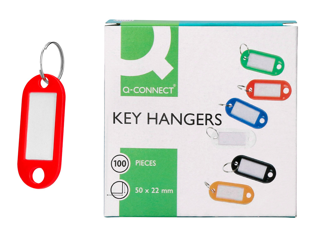 CHAVEIRO PORTA-ETIQUETAS Q-CONNECT VERMELHO CAIXA 100 UNIDADES