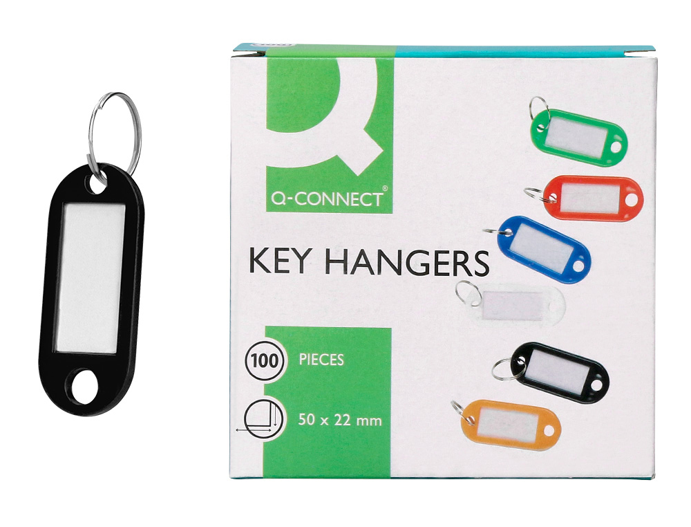 CHAVEIRO PORTA-ETIQUETAS Q-CONNECT PRETO CAIXA 100 UNIDADES