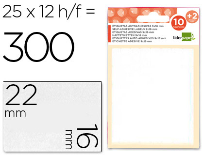 ETIQUETAS ADESIVAS LIDERPAPEL 10 + 2 FOLHAS 16X22 MM 300 ETIQUETAS