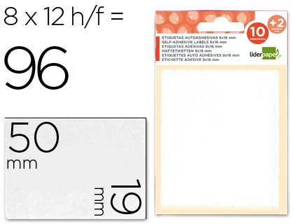 ETIQUETAS ADESIVAS LIDERPAPEL 10 + 2 FOLHAS 19X50 MM 96 ETIQUETAS