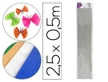 PAPEL CREPE EM CELOFANE LIDERPAPEL 50 CM X 2,5 M PRATA METALIZADO