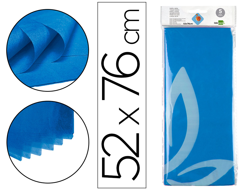 PAPEL SEDA LIDERPAPEL 52 X 76 CM 18 GR AZUL