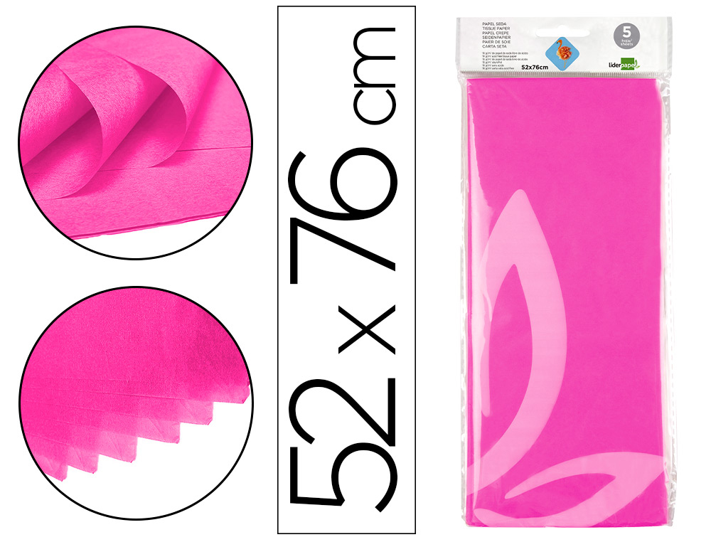 PAPEL SEDA LIDERPAPEL 52 X 76 CM 18 GR ROSA FORTE