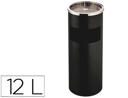 CINZEIRO PAPELEIRA Q-CONNECT PRETO E PARTE SUPERIOR CROMADA CAPACIDADE PARA 12 LITROS