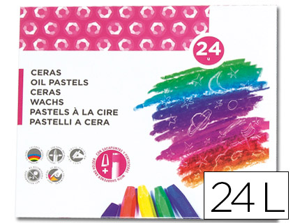 LAPIS DE CERA LIDERPAPEL 24 CORES+APARA+PORTA CERAS