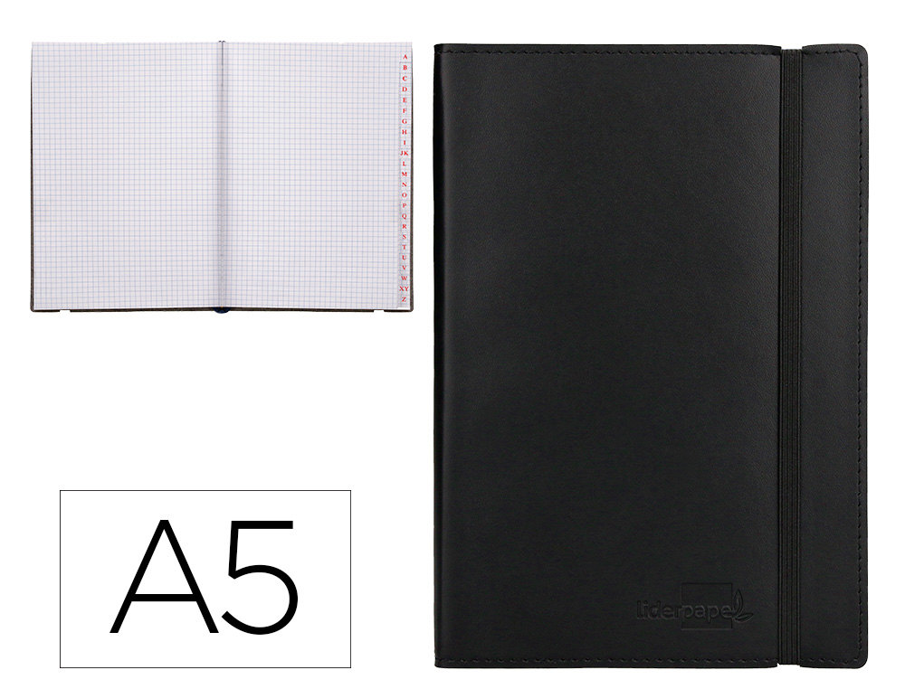 LIVRO APONTAMENTOS LIDERPAPEL COM INDICE DIN A5 PRETO