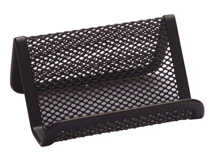 PORTA CARTOES DE VISITA EM REDE METALICO 11X7,5X5 CM PRETO