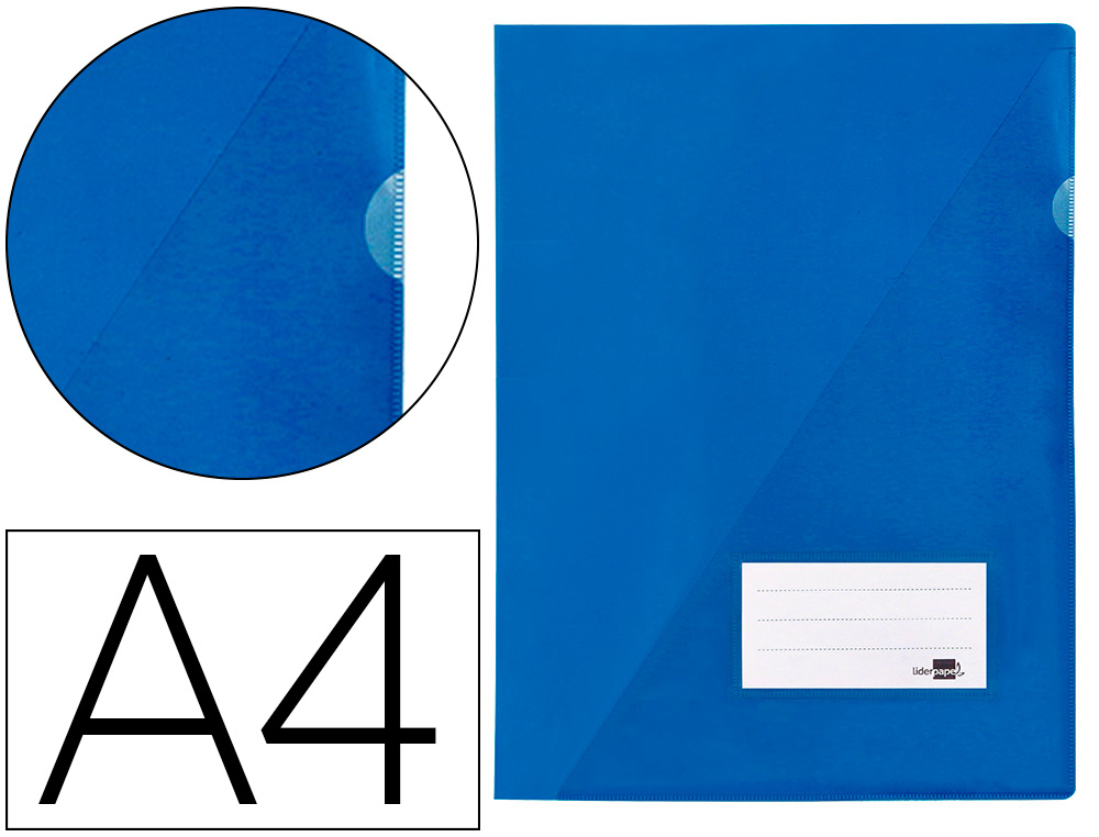 BOLSA DOSSIER LIDERPAPEL DIN A4 POLIPROPILENO 180 MICRONS AZUL TRANSLUCIDO 20 FOLHAS