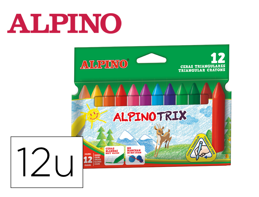 LAPIS DE CERA ALPINO DACS TRIX TRIANGUL CAIXA DE 12 CORES