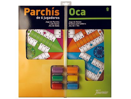 PARCHIS FOURNIER COM JOGO DO GANSO TABULEIRO GRANDE 6 JOGADORES 41X40X4,7 CM