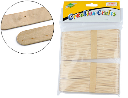 PALITOS PARA MANUALIDADES MADEIRA COR NATURAL 15 X 2 CM BLISTER DE 100 UNIDADES