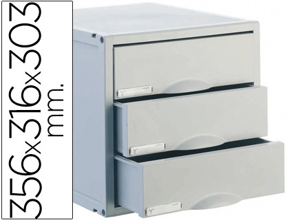 BLOCO CLASSIFICADOR DE SECRETARIA ARCHISYSTEM 3 GAVETAS COR CINZA 356X316X303 MM