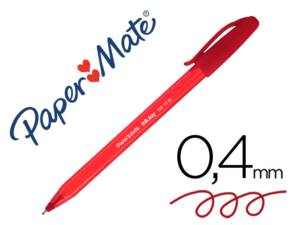 ESFEROGRAFICA PAPER MATE INKJOY 100 PONTA MEDIA TRAZO 1 MM VERMELHO