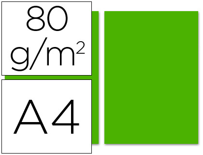 PAPEL DE COR LIDERPAPEL DIN A4 80 GR VERDE INTENSO EMBALAGEM DE 100 FOLHAS