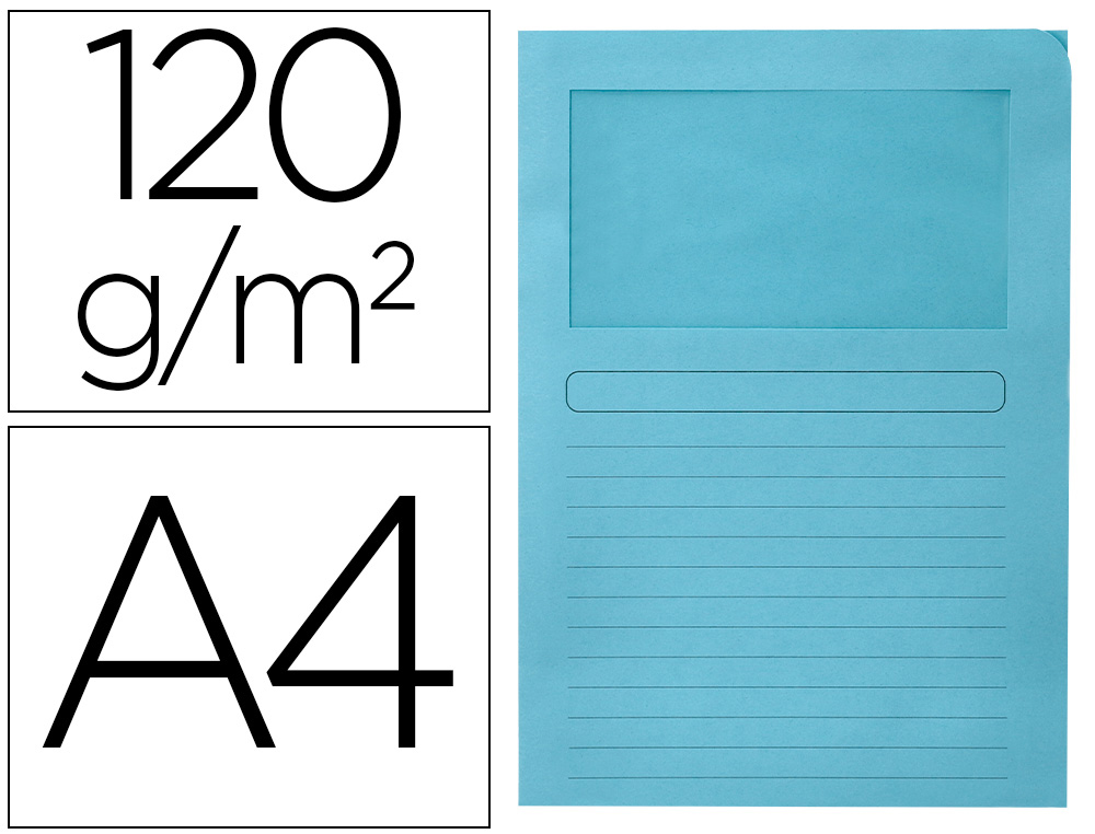 CLASSIFICADOR Q-CONNECT EM CARTOLINA DIN A4 AZUL COM JANELA TRANSPARENTE 120 GR