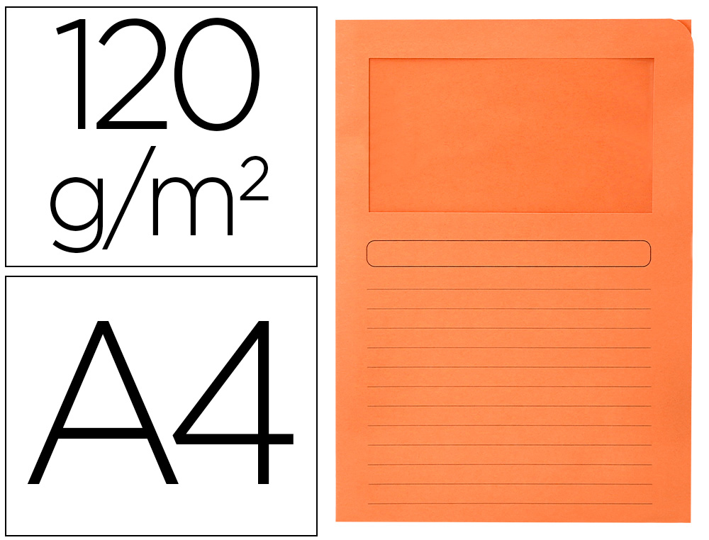 CLASSIFICADOR Q-CONNECT EM CARTOLINA DIN A4 LARANJA COM JANELA TRANSPARENTE 120 GR