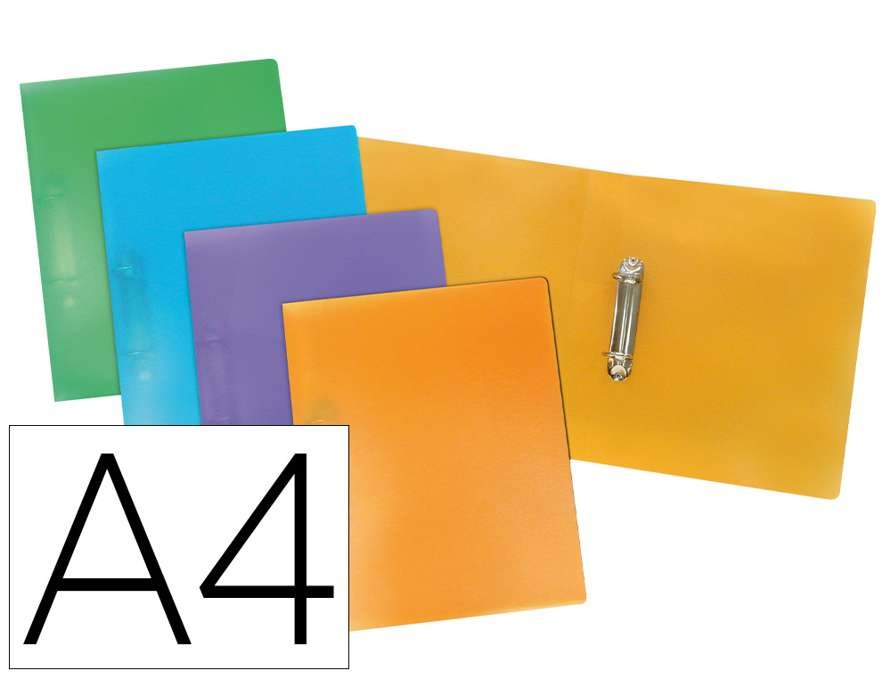 PASTA LIDERPAPEL 2 ANEIS 25MM MISTOS POLIPROPILENO DIN-A 4 -EXPOSITOR DE 20 UNIDADES CORES SORTIDOS