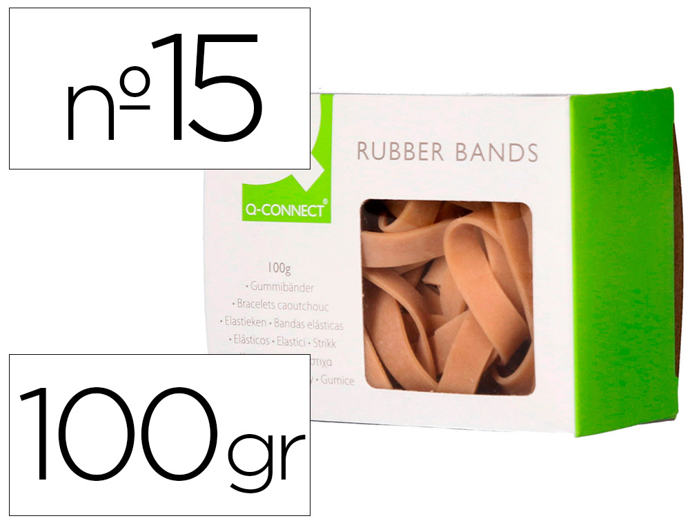 BANDAS ELASTICAS Q-CONNECT 100 GR 150 X 9 MM NUMERO 15