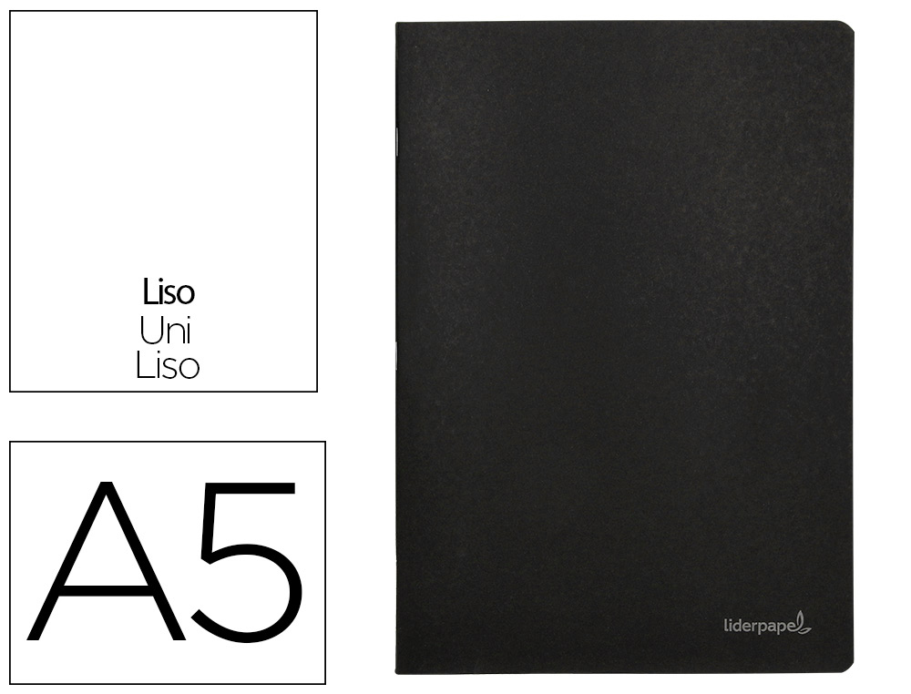 CADERNO AGRAFADO LIDERPAPEL CAPA PRETA DIN A5 80 F LISO 60GR