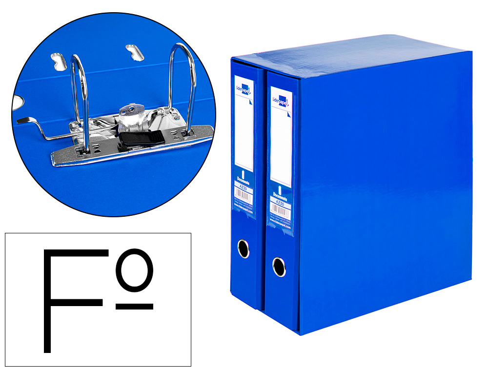 MODULO LIDERPAPEL 2 PASTAS FOLIO 2 ANEIS MECANISMO DE ALAVANCA 75MM AZUL