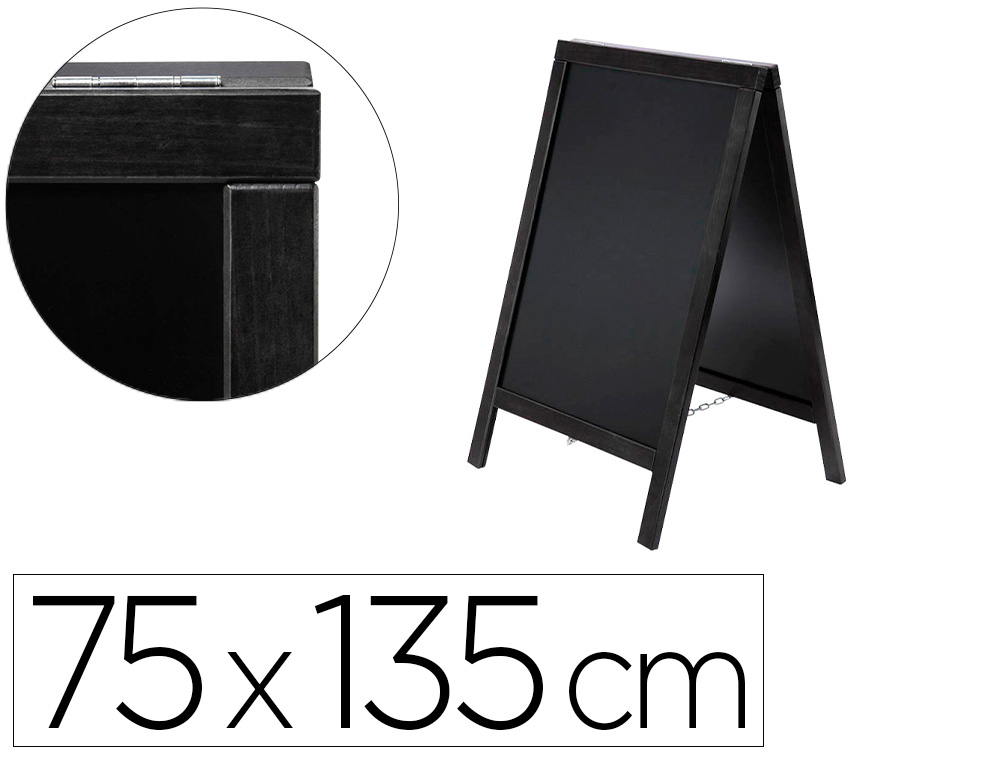 QUADRO PRETO LIDERPAPEL CAVALETE DUPLA FACE DE MADEIRA COM SUPERFICIE PARA MARCADORES TIPO GIZ 75X135 CM
