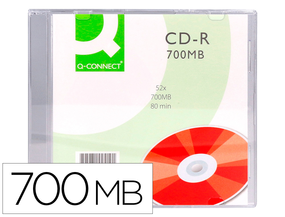 CD-R Q-CONNECT CAPACIDADE 700MB DURACAO 80MIN VELOCIDADE 52X CAIXA SLIM 1 UNIDADE