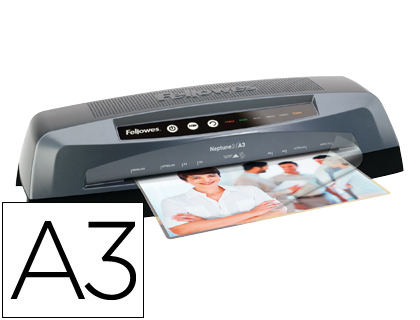 PLASTIFICADORA FELLOWES NEPTUNO DIN A3 DE 4 ROLOS FRIO/QUENTE ATE 175 MICRONS 570X125X180MM