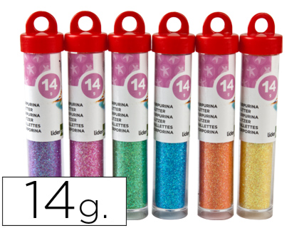 PURPURINA LIDERPAPEL FANTASIA CORES METALICAS PASTEL FRASCO DE 14 GR