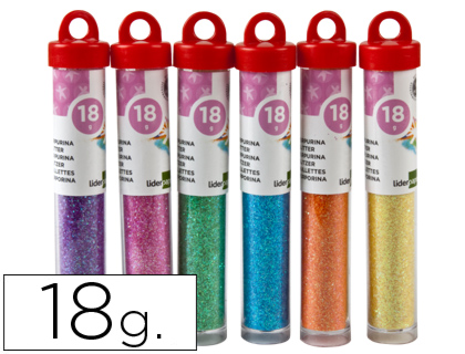 PURPURINA LIDERPAPEL FANTASIA CORES METALICAS PASTEL FRASCO DE 18 GR