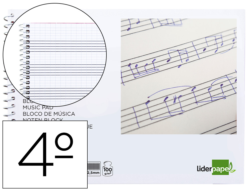 CADERNO DE MUSICA LIDERPAPEL PENTAGRAMA PAUTADO 2,5MM QUARTO 20 FOLHAS 10G/M2