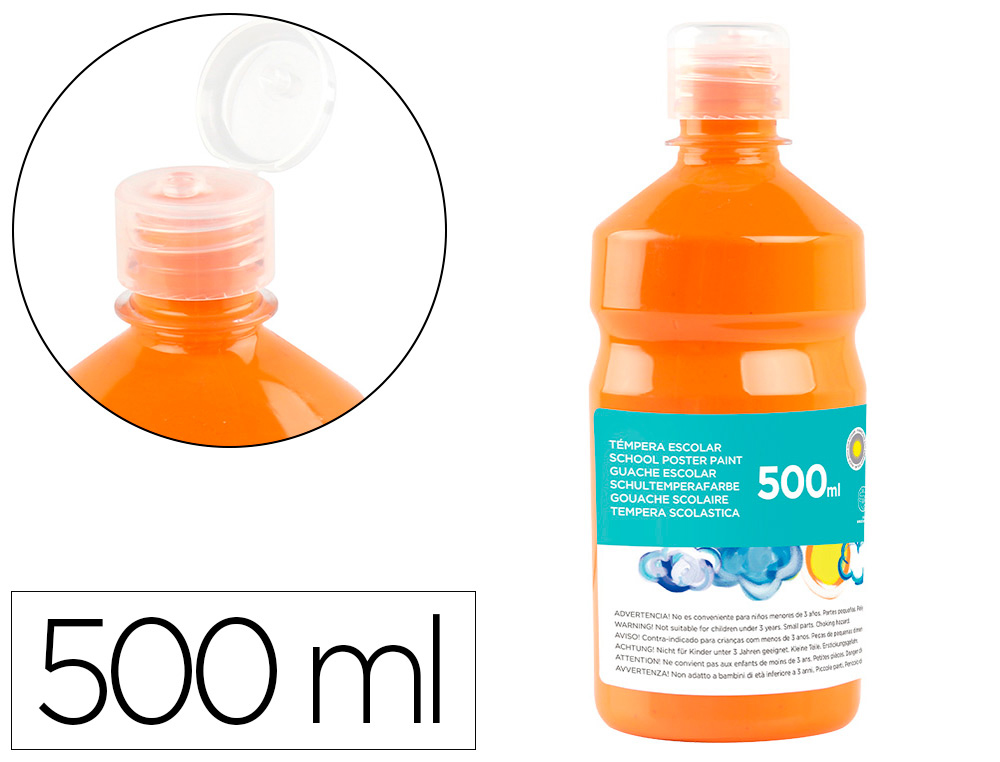 GUACHE ESCOLAR LIDERPAPEL 500 ML LARANJA