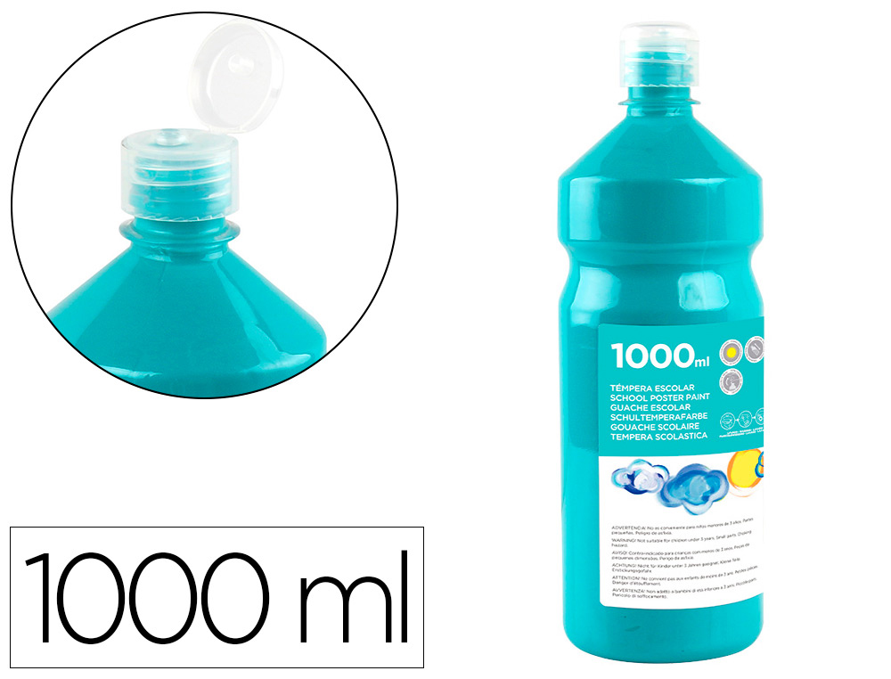 GUACHE ESCOLAR LIDERPAPEL 1000 ML TURQUESA