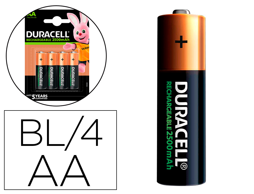 PILHA DURACELL RECARREGAVEL STAYCHARGED AA 2500 MAH BLISTER DE 4 UNIDADES